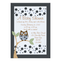 Blue Owl Baby Shower Invitation invitations