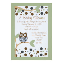 Blue Owl Baby Shower Invitation invitations