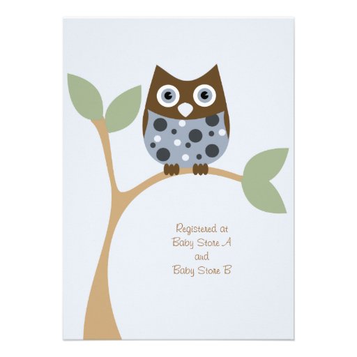 Blue Owl Baby Shower Invitation