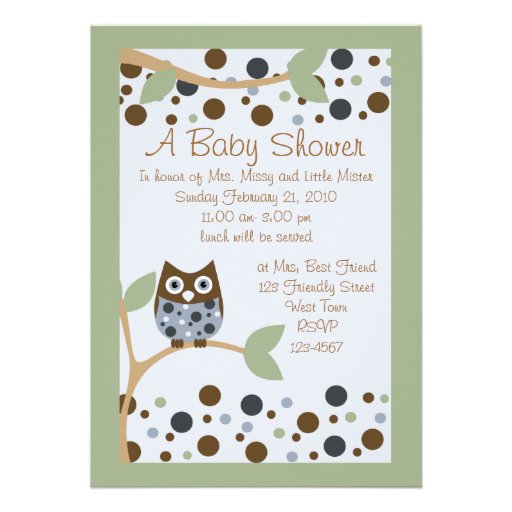 Blue Owl Baby Shower Invitation