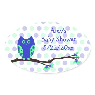 Blue Owl Baby Shower Personalized Favor Stickers sticker