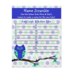 Blue Owl Baby Shower Personalized Game zazzle_flyer