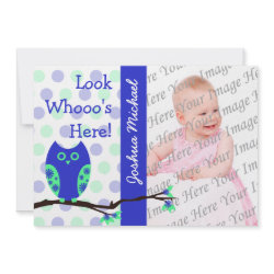 Blue Owl Birth Announcements invitation