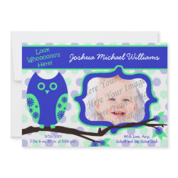 Blue Owl Birth Announcements invitation