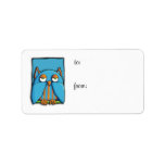 Blue Owl blue green Gift Tag Label