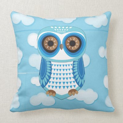 Blue Owl Cloud Pillow by they_see_me_owling