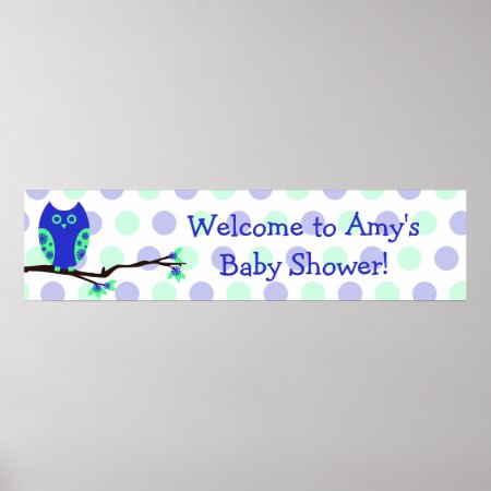 Blue Owl Custom Baby Shower Sign print