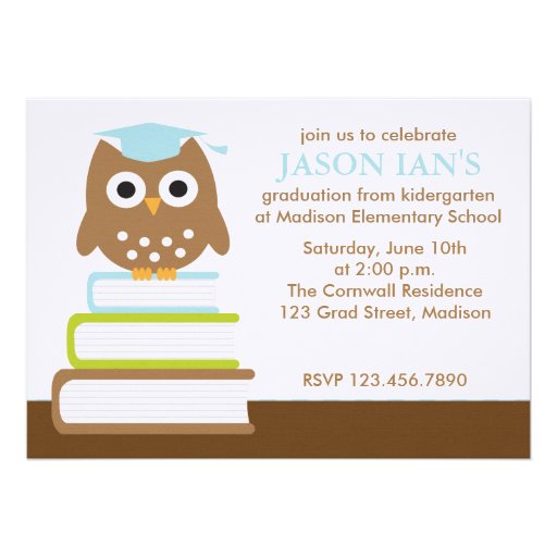 Blue Owl Graduation Party Invitations (front side)