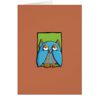 Blue Owl green brown Card card