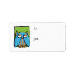 Blue Owl green Gift Tag Label