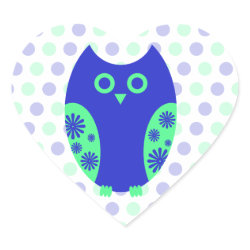 Blue Owl Heart Stickers or Envelope Seals sticker