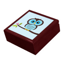 Blue Owl Illustration Keepsake Boxes