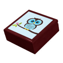 Blue Owl Illustration Keepsake Boxes