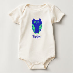 Blue Owl Personalized Organic Baby Onesie shirt