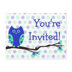 Blue Owl Postcard Baby Shower Invitations postcard