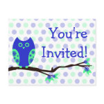 Blue Owl Postcard Baby Shower Invitations zazzle_postcard