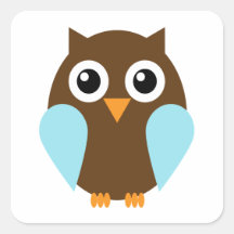 Blue Owl Square Sticker