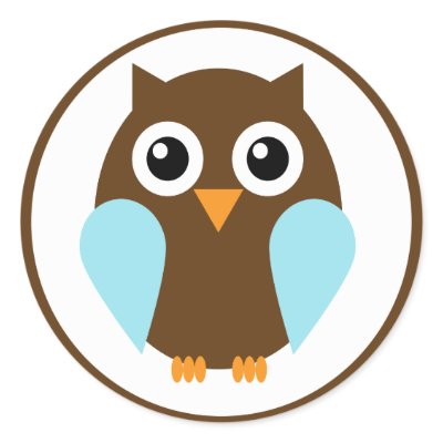 Blue Owl Round Sticker by heartlocked