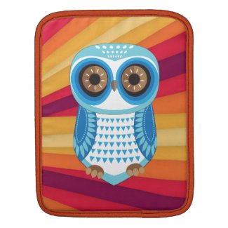 Blue Owl Stripe Red Background iPad Sleeve