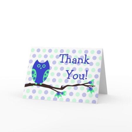 Blue Owl Thank You Card card