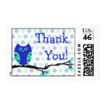 Blue Owl Thank You Postage zazzle_stamp