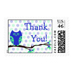 Blue Owl Thank You Postage stamp