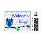 Blue Owl Welcome Baby Postage zazzle_stamp