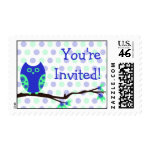 Blue Owl You're Invited Postage zazzle_stamp