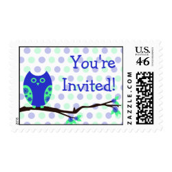 Blue Owl You're Invited Postage stamp