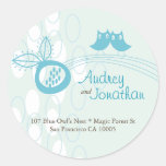 Blue Owls In Love Custom Address Label Sticker