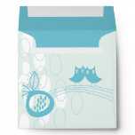 Blue Owls In Love Custom Wedding Envelope