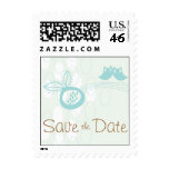 Blue Owls In Love Save The Date Custom Stamps /