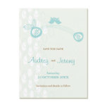 Blue Owls In Love Save The Date Postcard