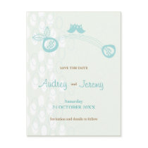Blue Owls In Love Save The Date Postcard by fatfatin_blue_knot Blue Owls In Love Save The Date Postcard