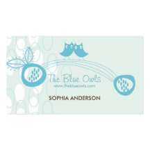 Blue Owls Whimsical Profile Card / Business Card