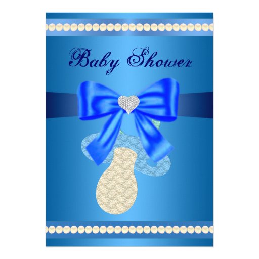 Blue Pacifier Baby Shower Invitation