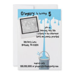 Blue Paint Birthday Party Invitations