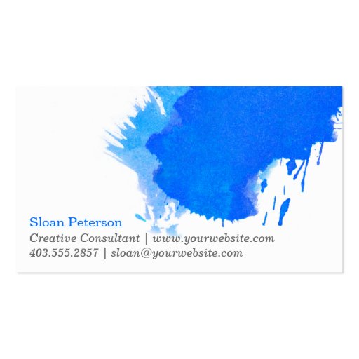 Blue Paint Smudge Business Card (front side)