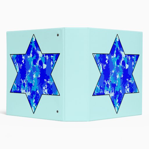 Blue Paint Splatter Jewish Star Binder Zazzle