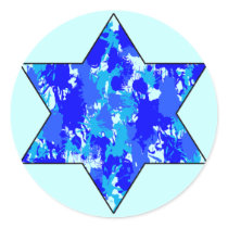 Blue Paint Splatter Jewish Star stickers by JuJuGarden Blue Paint Splatter Jewish Star stickers