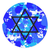 Blue Paint Splatter Jewish Star stickers by JuJuGarden Blue Paint Splatter Jewish Star stickers
