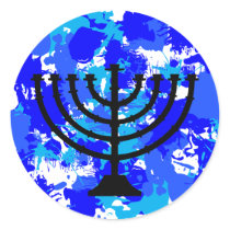 Blue Paint Splatter Menorah stickers by JuJuGarden Blue Paint Splatter Menorah stickers