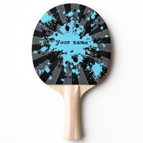 Blue paint splatters black and gray personalized Ping-Pong paddle