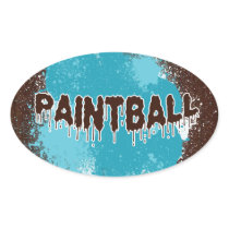 Blue Paintball Oval Stickers