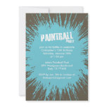 Blue Paintball Splatter Party Invitations