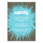 Blue Paintball Splatter Party Invitations