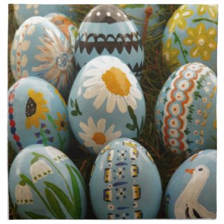Blue Painted Easter Eggs Cloth Napkins