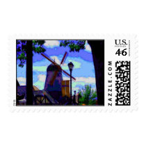 BLUE PAINTED WINDMILL postage by hunterseeker4 BLUE PAINTED WINDMILL postage