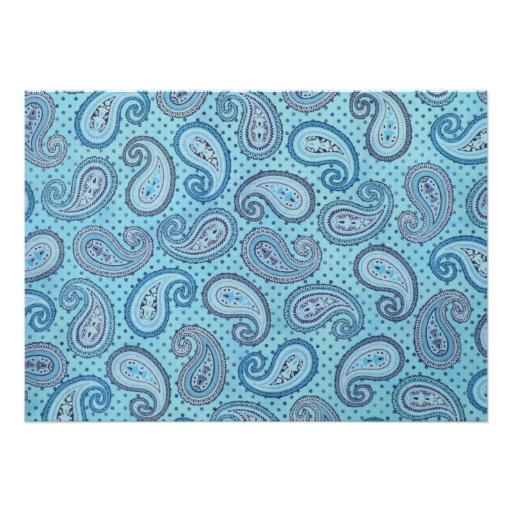 Blue Paisley Baby Boy Shower Invitation