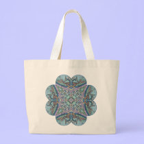 Blue Paisley Dragonfly Mandala Kaleidoscope Tote bags